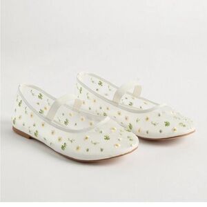 Torrid White and Green Flats with Floral Design